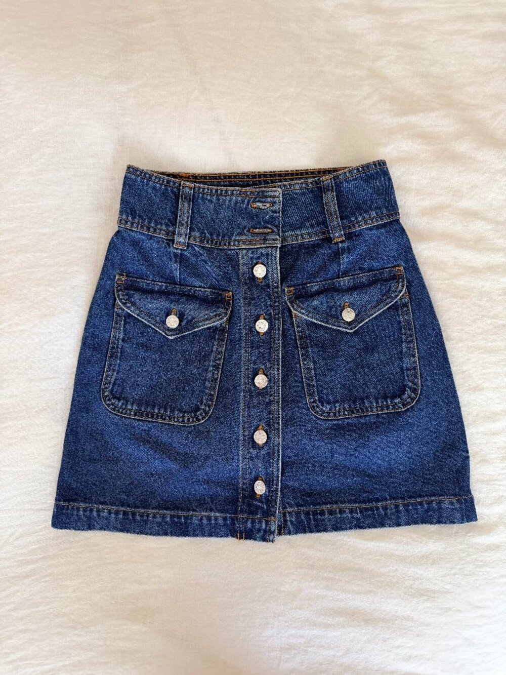 Sézane Bettie Denim Mini Skirt, Deep Blue
